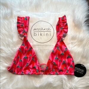 Moana Bikini Pink and Red Floral Bikini Top Chili Crush